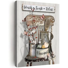 Rustic Farmhouse Canvas Wall Art: Flower & Butterfly, 12x16