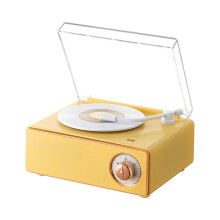 Altavoz Bluetooth y despertador de vinilo vintage con carga inalámbrica – Compatible con todos los dispositivos