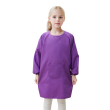 Blouse d'artiste violette pour enfants, manches longues, col rond, poche, idéale pour le dessin et la peinture, 8-12 ans