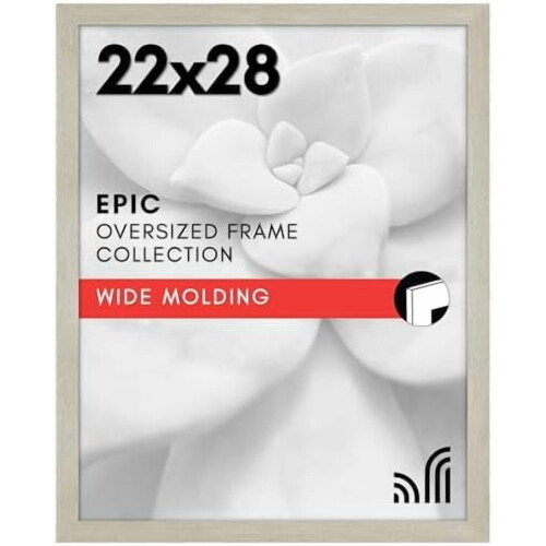 22x28 Poster Frame with Polished Plexiglass – Engineered Wood, Vertical/Horizontal Display – Grey