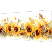 Sonnenblumen-Mauspad, 80 x 30 cm, rutschfeste Gummibasis, niedlicher gelber Schreibtischschutz für Gaming und Büro