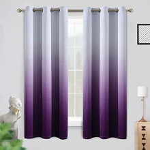 Ombre Room Darkening Curtains 42x63", 2 Panels, Purple & Grayish White, Light Blocking, Insulated Thermal, Compatible with Bedroom/Living Room
