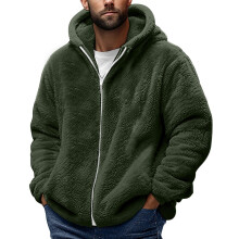 Manteau polaire grande taille pour homme, sweat-shirt décontracté uni à capuche zippée, manteau chaud et duveteux, haut d'hiver, blouse, veste