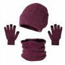 Men's Winter Woolen Hat Sets with Stripe Color Block Knitted Hats Scarves Gloves Included for Cold Weather Providing Warmth(Wine#2,Free Size)