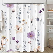 Watercolour Floral Shower Curtain 72x72 in Purple Beige