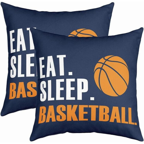 Set van 2 basketbalkussenhoezen, 20x20 inch, polyester