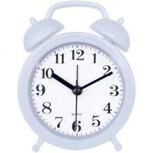 Barnevekkerklokke med dobbel klokke, analog, mini rund