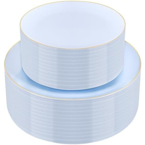 Red & Gold Disposable Plates – 50 Dinner + 50 Dessert