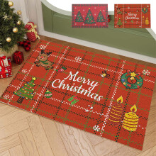 Tapis de porte de Noël, tapis de bienvenue antidérapant en caoutchouc, lavable, pour les fêtes de fin d'année, intérieur et extérieur.