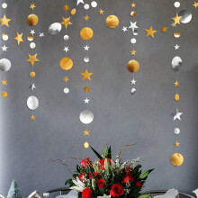 Guirnalda de estrellas brillantes, círculos y puntos para cumpleaños infantiles, bodas y aniversarios – Compatible con la temática de