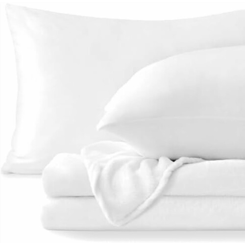 Σεντόνια Flannel King Size Bright White - Σετ σεντονιών από εξαιρετικά μαλακό φλις, αφράτα,