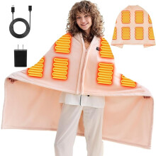 Portable USB Heated Blanket – Cordless Wearable Shawl with 3 Heat Levels, Compatible with USB Power Banks – Grey