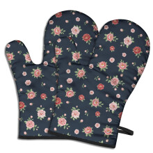 Guantes de cocina Pioneer con estampado floral, paquete de 2, resistentes al calor, 7.7" x 12".