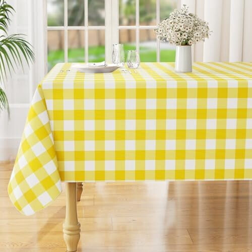 Rectangular Waterproof Vinyl Tablecloth with Flannel Back,