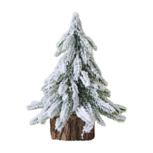 Snow-Flocked Mini Christmas Tree with Wooden Base