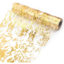 Gold Glitter Mesh Table Runner 11.42 in x 30 ft (2 Pack)