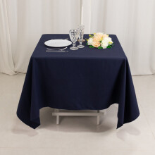 Cotton Blend Square Tablecloth 70 x 70 in Navy Blue