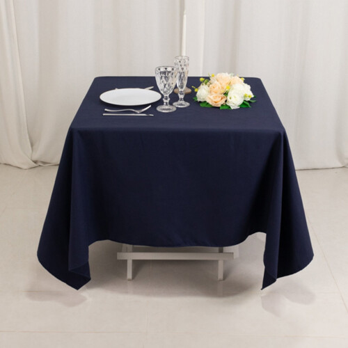 Cotton Blend Square Tablecloth 70 x 70 in Navy Blue