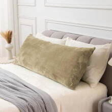 Housse de coussin de corps en polaire ultra douce et duveteuse avec fermeture éclair, 51 x 137 cm, couleur camel, toutes saisons, compatible avec