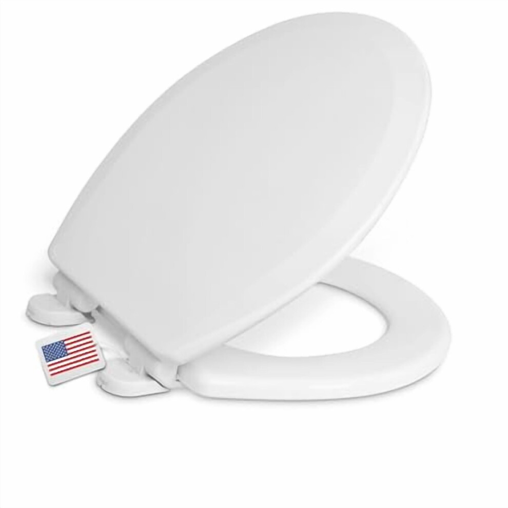 Round Toilet Seat With Soft-Close Lid, Wood Core & 9104899951731