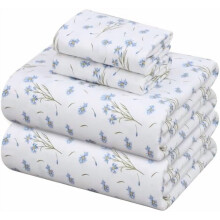 Flanell-Bettwäsche-Set (Queen-Size) – Weiche, doppelt gebürstete Baumwolle, tiefe Taschen (bis zu 40 cm), 4-teilig, Daisy Day, passend für