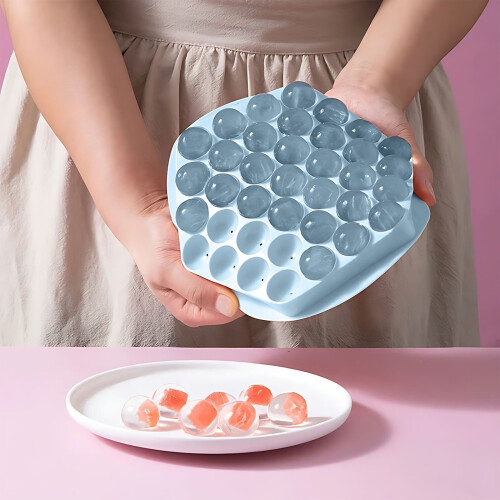 Ice Cube Tray with Lid – Reusable Round Ice Mold