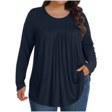Plus-Size-Tops für Damen, Herbst-Tunika, Langarmshirt, Rundhalsausschnitt, lässige Bluse, locker geschnitten, Größen 1X-5X, XXXXL