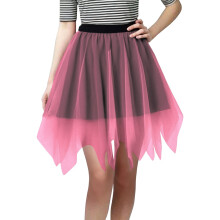 Glitzernder, einfarbiger Stufenrock aus Mesh für Damen – asymmetrischer Saum, elegantes, fließendes Design in Weiß, ideal für Partys und