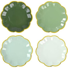 Sage Green Gradient 7" Gold Foil Scalloped Plates (24)