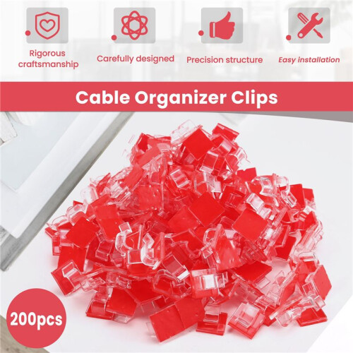 200PCS Cable Organizer Clips Cable Management Wire Manager Cord Holder USB Charging Data  Bobbin Winder 2
