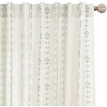 Boho Floral Linen Blend Curtains 96 in Back Tab Set of 2