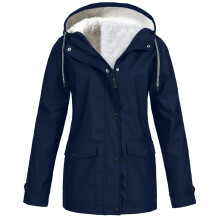 Damen-Regenjacke in Übergröße, einfarbig, Outdoor-Jacke, wasserdichter Regenmantel mit Kapuze