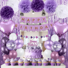Purple Birthday Decoration Kit – 40 Balloons & Party