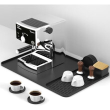 Covoraș de cafea din silicon (24x34") cu 6 suporturi, compatibil cu aparatele de cafea și espressoarele, suport detașabil pentru uscare