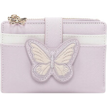 RFID Women's Butterfly Slim PU Leather Bifold Wallet with Zipper Coin Pocket & ID Window, Credit Card Holder – Begonia Pink