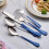 Stainless Steel Silverware Set Sapphire Blue 20-Pc 7