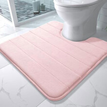 U-förmige Badematte aus Memory-Schaum, 61 x 61 cm, Rosa