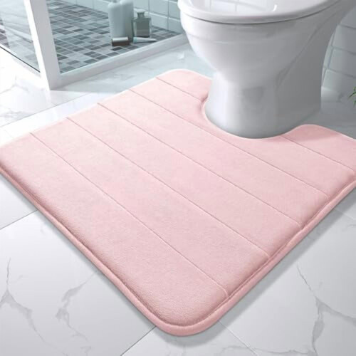 U-förmige Badematte aus Memory-Schaum, 61 x 61 cm, Rosa