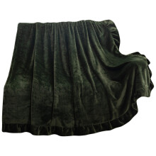 Scallop Edge Throw Blanket, Soft Velvet Faux Fur Decorative Blanket, Fluffy Cozy Plush Light Blanket for Couch Sofa Chair Home Decor (Blackish Green)