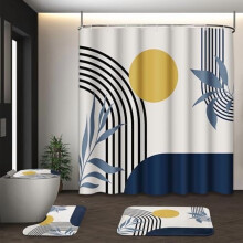 Boho Shower Curtain Set with Toilet Cover & Rugs