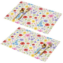 Floral Placemats Set of 2 – 18 x 12 Inch PVC