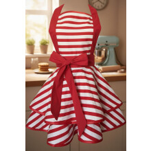 Grazioso grembiule retrò in cotone fatto a mano per donne e ragazze, ideale come regalo per la mamma, perfetto per cucinare o preparare dolci