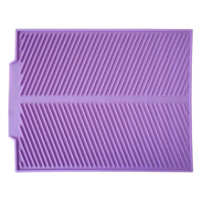 Tapis égouttoir à vaisselle en silicone pour plan de travail – Antidérapant, résistant à la chaleur, pliable, facile à nettoyer, violet