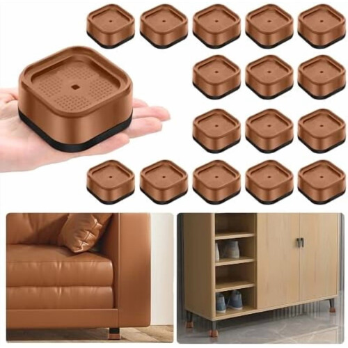 16-Pack Stackable Furniture Risers 1 inch Brown