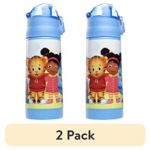 Lot de 2 bouteilles d'eau Daniel Tiger de 385 ml (13 oz) en acier inoxydable pour enfants, bleues – Double paroi isolée, couvercle anti-fuite avec
