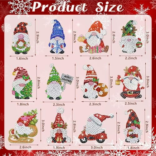 Kerst diamantschilderij sleutelhangerset 5D Kerstman kabouter 1