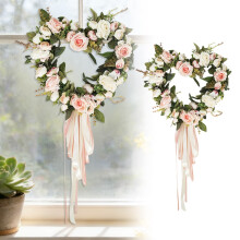13" Rose Heart Wreath with Ribbon