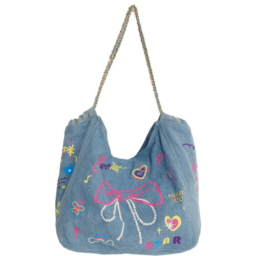 Τσάντα Tote Denim, Y2K Πορτοφόλια για γυναίκες Αισθητική τσάντα Tote Τσάντα ώμου Denim