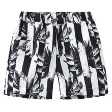 Boys' Summer Casual Shorts – Coconut Tree Print, Stretchy Elastic Waist, Pockets, for Beach & Sports, Black, 1-2 Years