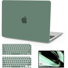 Compatibel met MacBook Air 13" (2018–2022, A1932/A2179/A2337/M1), matte harde hoes + toetsenbordhoes + schermbeschermer – Middernachtgroen